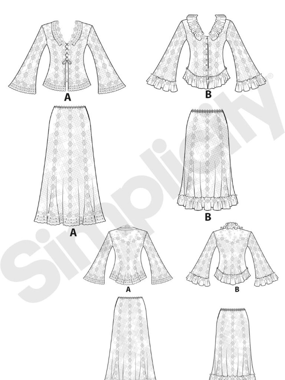 Simplicity 8362 Misses' Lace Blouse and Skirt Sewing Pattern, Sizes 6-14 NEW - Picture 5 of 7